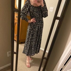 Square neck smocked dress